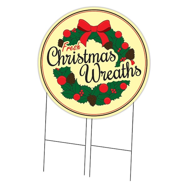 Signmission Christmas Wreaths Double Sided Corrugated Plastic Circle Yard Sign C-36-CIR-DS-WS-Christmas Wreaths - main