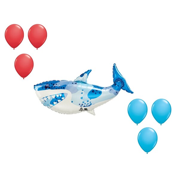 Loonballoon 38 Inch Shark Balloon Medium Shape Set 6x latex 96504 - main