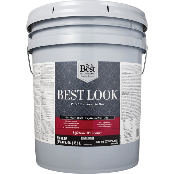Do It Best 100% Acrylic Latex Premium Paint & Primer In One Flat Exterior House Paint Bright Wht 5 Gal. HW35W0950-20 - main