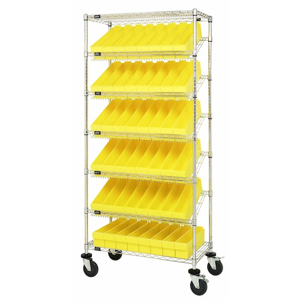 Quantum Storage Systems WIRE SHELVING UNIT W/48 YELLOW BINS MOBILE MWRS-7-604YL - main