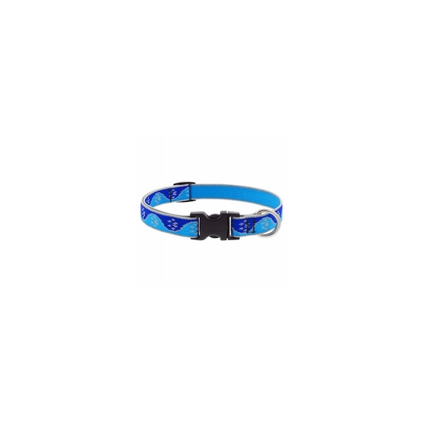 Lupine Adjustable Medium Dog Collar, Reflective Blue PawsPattern, 3/4 x 13 - 22-In. 48402 - main