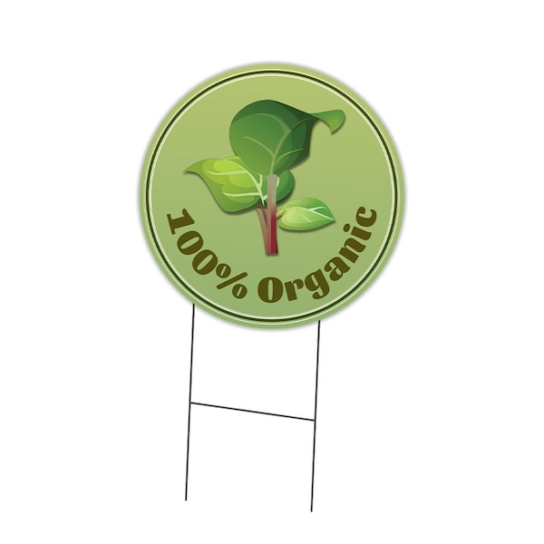 Signmission Farmers Market 100% Organic Double Sided Corrugated Plastic Circle Yard, C-16-CIR-DS-WS-100% Organic C-16-CIR-DS-WS-100% Organic - main