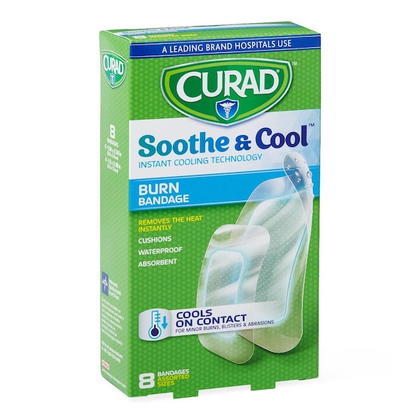Medline CURAD Soothe and Cool Clear Waterproof Hydrogel Bandages, Assorted Sizes CUR5236V1H - main