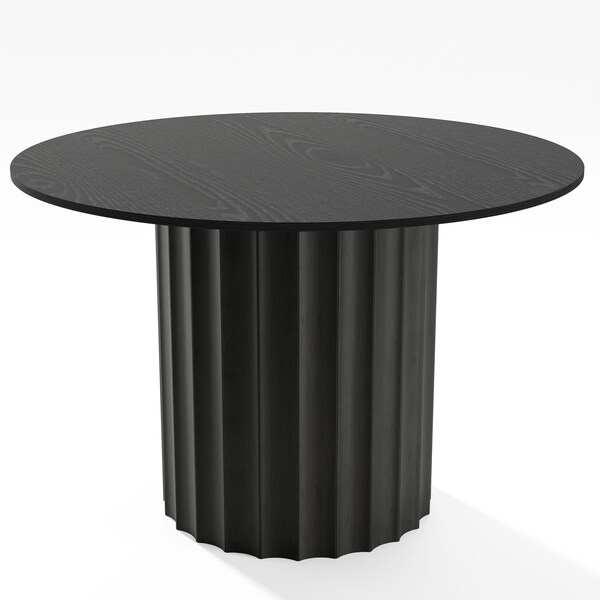 Homeroots 46" Black Solid Wood Pedestal Base Round Top Dining Table 721074 - main