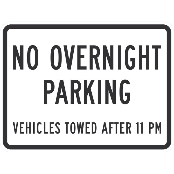 Lyle No Overnight Parking Vehicles Towed After 11 PM, 24x18, High Intensity Prismatic, White G-12025-HI_24x18 - main