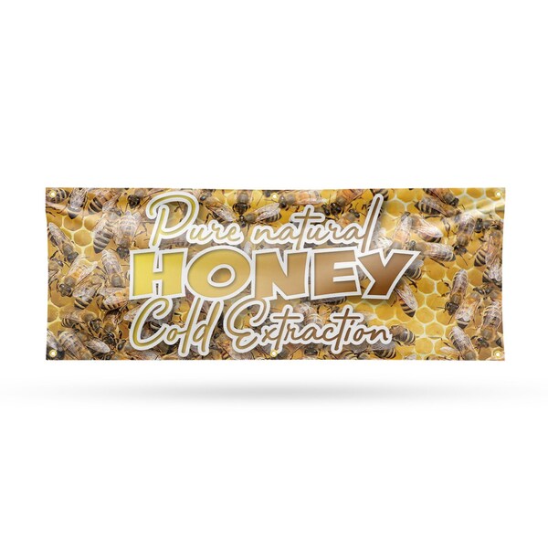 Signmission Pure Natural Honey Cold Extracted, 24 Inch x 72 Inch, Vinyl Banner B-72-30826 - main