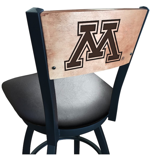 Holland Bar Stool Co 30" Blk Wrinkle Minnesota Swivel Bar Stool, Laser Engraved Back L03830BWMedMplAMinnUnBlkVinyl - main