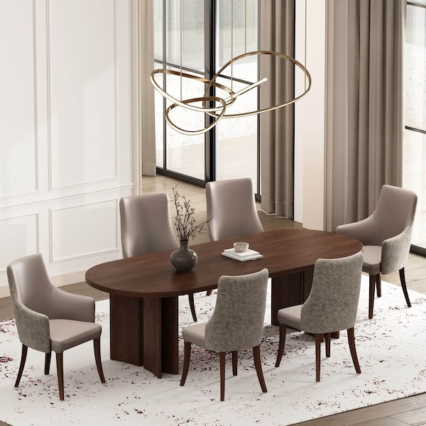 Manhattan Comfort 6-Piece Connie Dining Chair and Arm Chair in Taupe 6-DC095-TP - main