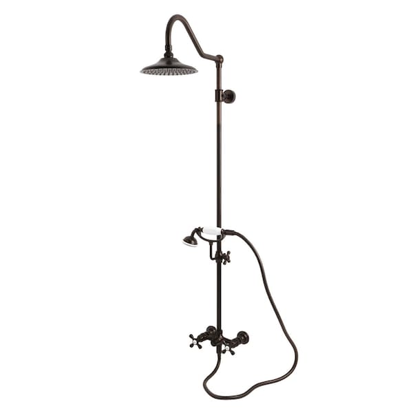 Kingston Brass Wall Mount Rain Drop Shower System with Hand Shower, Oil Rubbed Bronze CCK3665AX - main