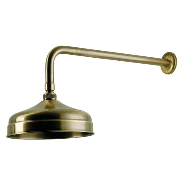 Kingston Brass 8" Round Raindrop Brass Shower Head with 17" Shower Arm, Antique Brass K124K13 - main