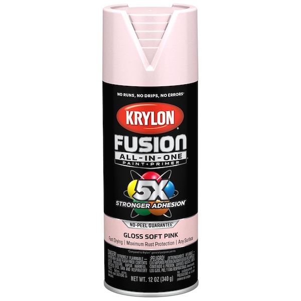 Krylon 12 Oz K02717007 Pink Blush Fusion All-In-One Paint & Primer Spray Paint, Gloss K02716007 - main