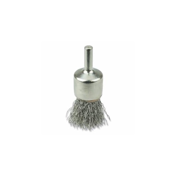 Weiler Crimped Wire Solid End Brush, Stainless Steel, 3/4 in dia, 22000 RPM, Nickel Plated Cup, 10PK 804-10377 - main