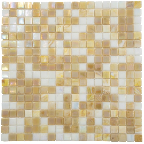 Apollo Tile Mingles 11.6inx11.6in Glossy Yellow Gold and White Glass Mosaic Wall Floor Tile 18.69 sqft/cs, 10PK MIX1588BG336A - main