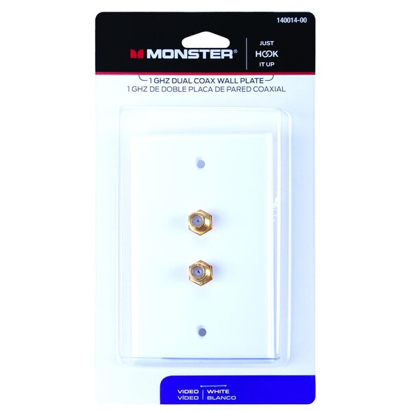 Monster Cable Just Hook It Up White 1 gang Plastic Dual Coax Wall Plate 140014-00 - main