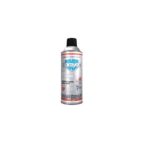 Krylon Sprayon Carton Stencil Ink Black, 12 oz. Aerosol, SC3108000 - main