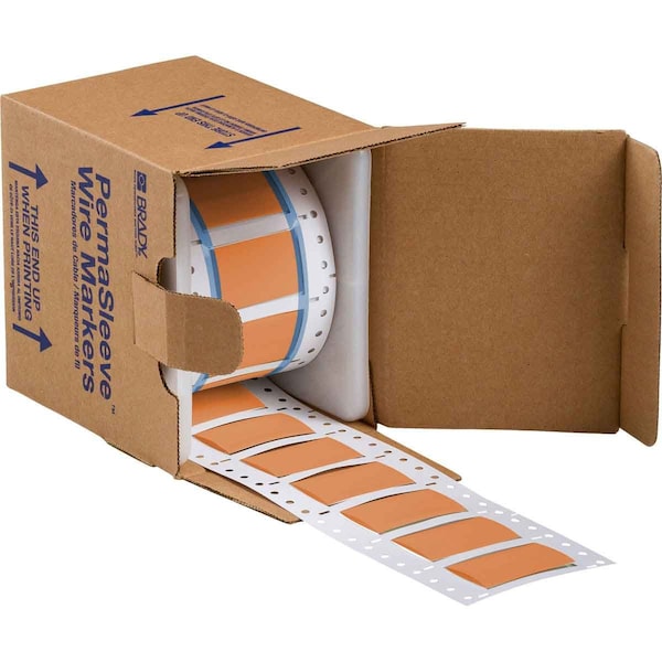 Brady PermaSleeve Heat Shrink Wire and Cable Labels 3/4 in. for 3 in., 1 in. Orange Double-Sided 3PS-750-2-OR-S-2 - main