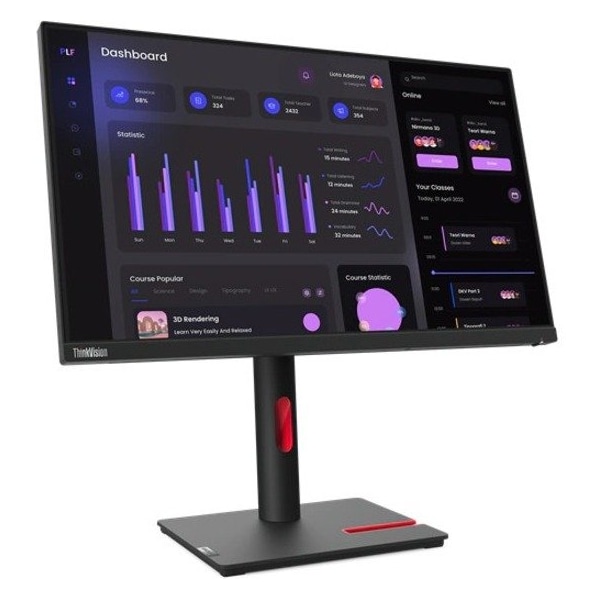 Lenovo ThinkVision T24i-30 24" Class Full HD LED Monitor - 16:9 - Raven Black 63CFMAR1US - main