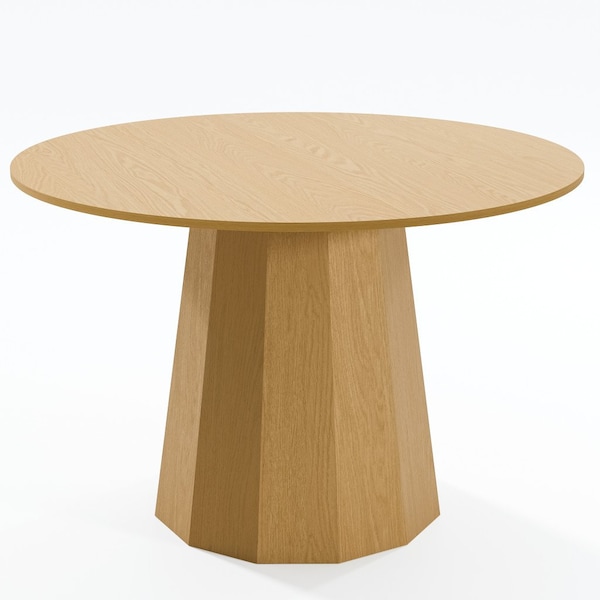 Homeroots 46" Natural Wood Pedestal Base Round Top Dining Table 721085 - main