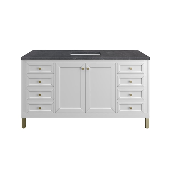 James Martin Vanities Chicago 60 in. Single Vanity, Glossy White, w/ 3 CM Charcoal Soapstone Silestone Top 503-V60S-GW-3CSP - main