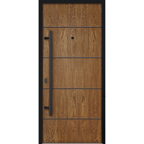 Vdomdoors Steel Door Deux 6683 Natural Oak Entry Door Painted W36xH80 Right hand Inswing DEUX6683EXD-OAK-W36 x H80-RH-I - main