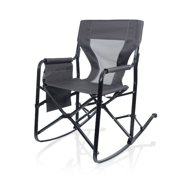 Picnic Time Family Of Brands Woodland Rocking Camping Chair, Charcoal Gray 817-01-159-000-0 - main