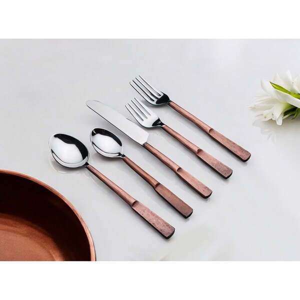 Homeroots Matte Copper Stainless Steel Five Piece Hand Forged Place Setting 568830 - main
