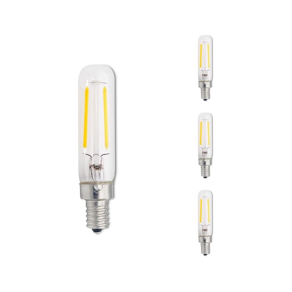 Bulbrite 25w Equivalent T6 Clear Dimmable Edison Clear LED Light Bulb (E12) Candelabra Screw Base, 2700K, 4PK 861574 - main