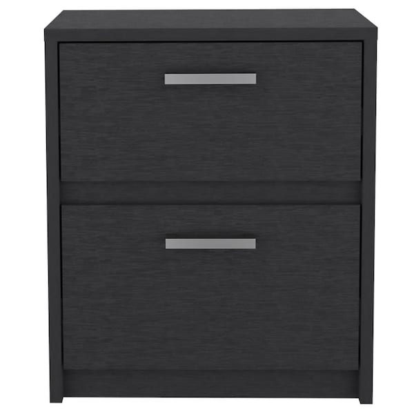 Homeroots 19" Black Wood Two Drawer Nightstand 526154 - main