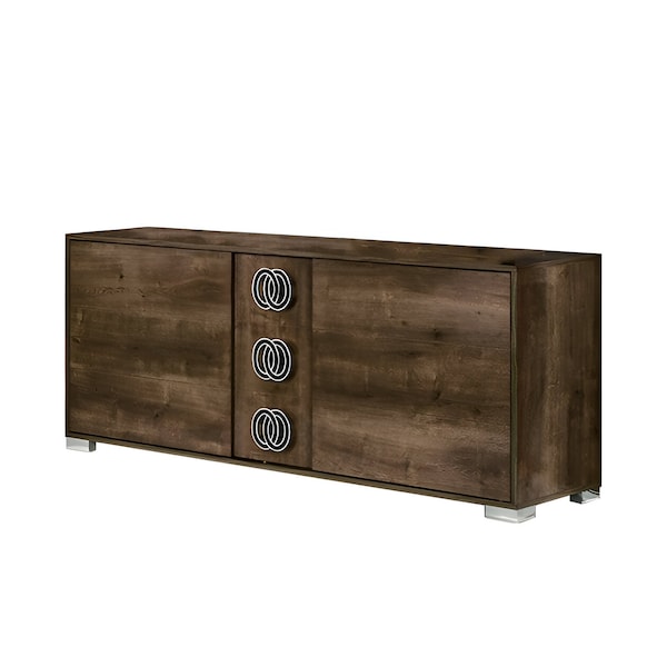Homeroots 66" Brown Three Drawer Double Dresser 282560 - main