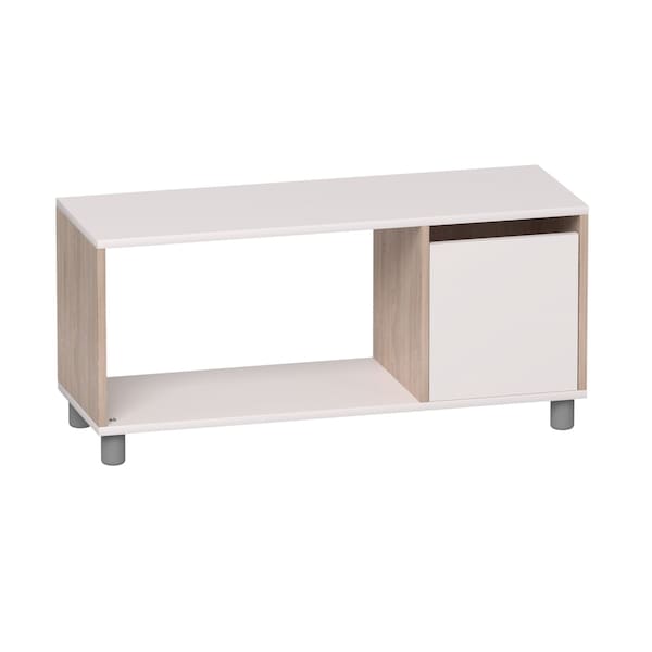 Beleduc By Playwell Napoli 41inx14in Low Cabinet - 1 Open/1 Door Compartment, White/Wood, 18inH, Ages 3+ 845997 - main