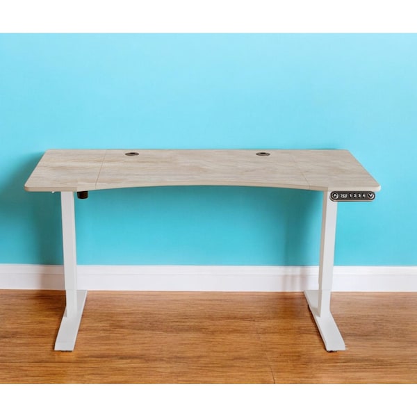 Homeroots 55" Adjustable Light Khaki and White Computer Desk 528667 - main