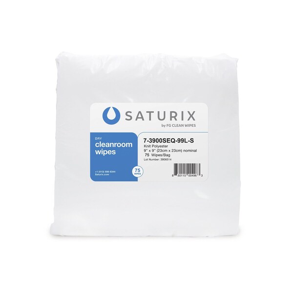 Saturix Quilted 2-Ply Polyester Knit Cleanroom Wipes, 9 in x 9 in, 75 wipes per bag 7-3900SEQ-99L-S00 - main