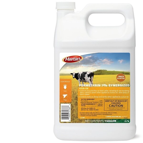 Martins Pour-On Insecticide, Liquid, Light Amber, Mild Hydrocarbon, 1 gal 82031766 - main