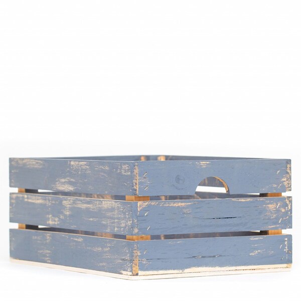 Homeroots 15" Organic Charcoal and Natural Distressed Wood Stacking Milk Crate 471946 - main