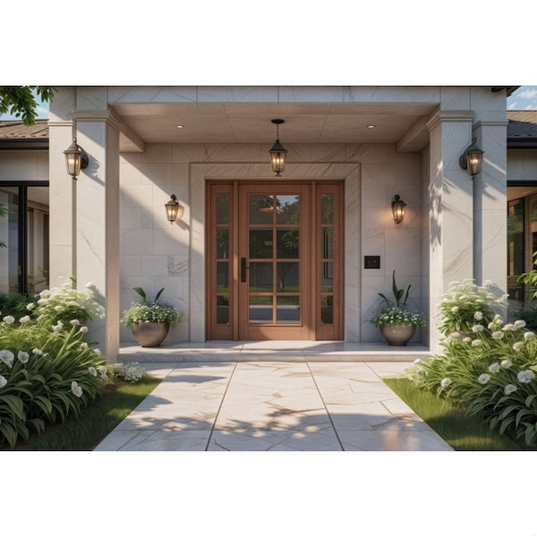 Doornmore G108, 65.25" x 82" ( 36" Door + 2x12" Side) Left Hand, Mahogany SDL 8 Lite Exterior Door G108-SW-3680-G104-SL_1-2_LI - main