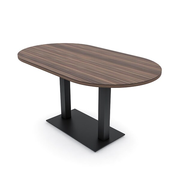 Skutchi Designs Racetrack Conference Table With Power Unit, 36 in W, 60 in L, Brown HAR-RAC-36X60-DOU.BK-H3041-NA - main