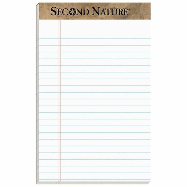 Tops 74830 Second Nature Recycled Note Pads Lgl/Margin Rule 5x8 White 50-Sheet Dz 74830 - main