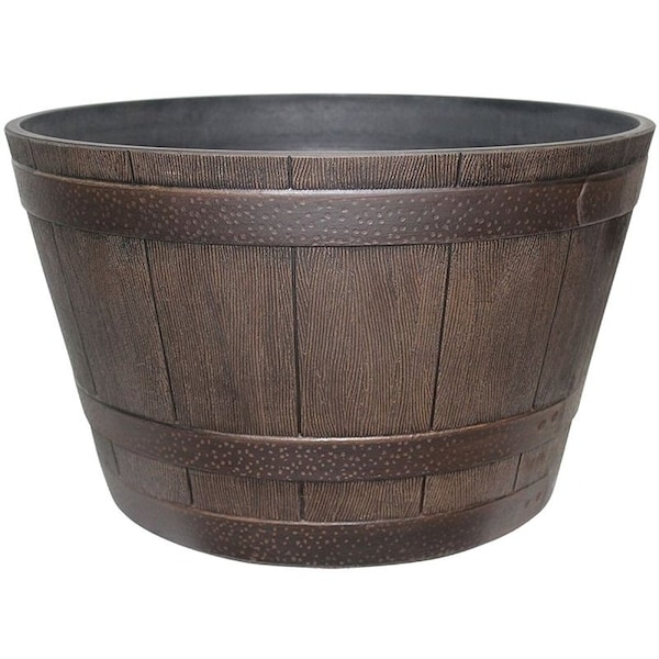 Southern Patio Planter, 154 in W, 154 in D, Whiskey Barrel Design, Resin, Kentucky Walnut HDR-055433 - main