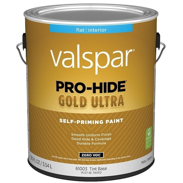 Valspar Pro-Hide Gold Ultra 6100 Latex Paint, Acrylic Base, Flat Sheen, Tint White, 1 gal 028.0061003.007 - main