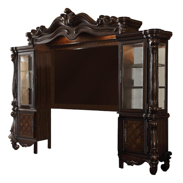 Homeroots 118in Dark Brown Solid Wood Floating Mount Entertainment Center 348657 - main