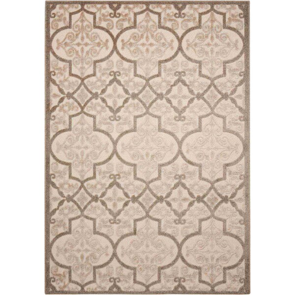 Homeroots 4' X 6' Cream Beige And Brown Trellis Indoor Outdoor Area Rug 546663 - main