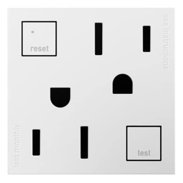 Legrand adorne Series GFCI Outlet, 125 VAC, 15 A, NEMA: NEMA 5-15R, White AGFTR2152W4 - main