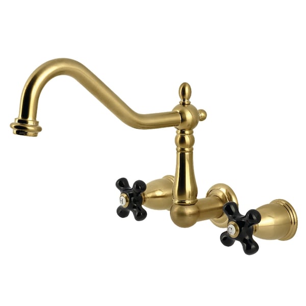Kingston Brass Two-Handle Wall Mount Kitchen Faucet, Brushed Brass KS1287PKX - main
