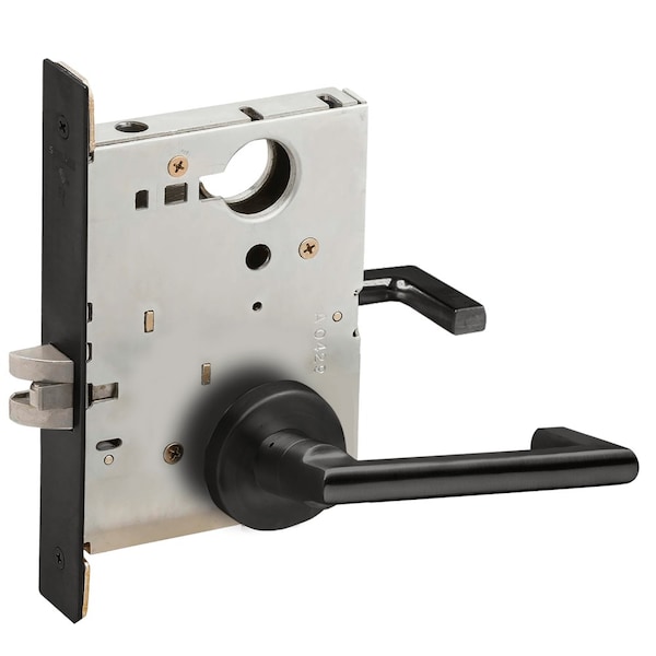 Schlage Grade 1 Passage Latch Mortise Lock, Longitude Lever, A Rose, Flat Black Coated Finish, Field Revers L9010 LONA 622 - main