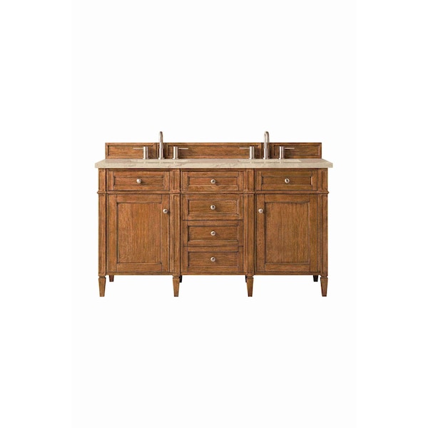 James Martin Vanities Brittany 60" Double Vanity, Saddle Brown, w/ 3 CM Tajnar Eclos Top 650-V60D-SBR-3TJR - main