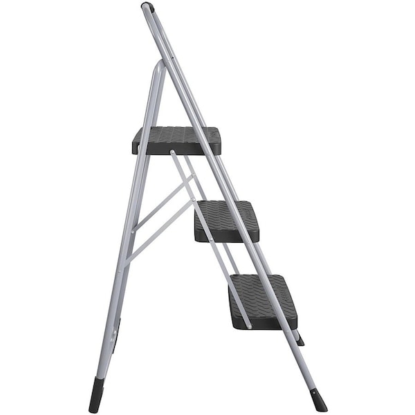 Cosco Fold Step Stool, 3 Step, 200 lb., Platinum, 3 Steps, Steel, Light Gray 11-408PBLD1 - main