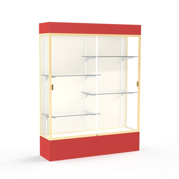 Ghent Lighted Floor Display Case 60x80x16, Plaque, Champange 3175PB-GD-RD - main