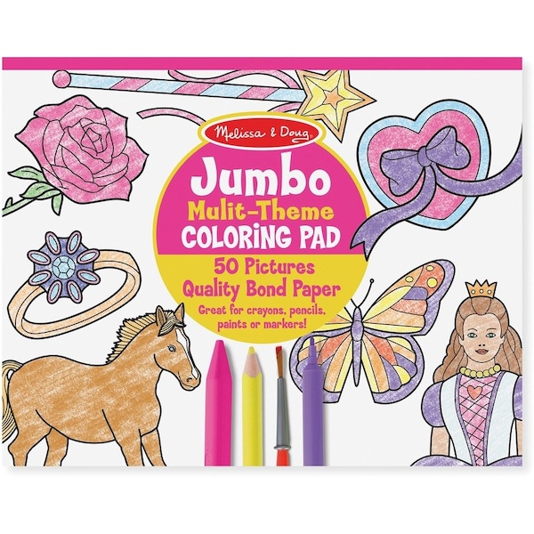 Melissa & Doug Jumbo Multi-Theme Coloring Pad, 11 x 14, Pink, PK6 4225 - main