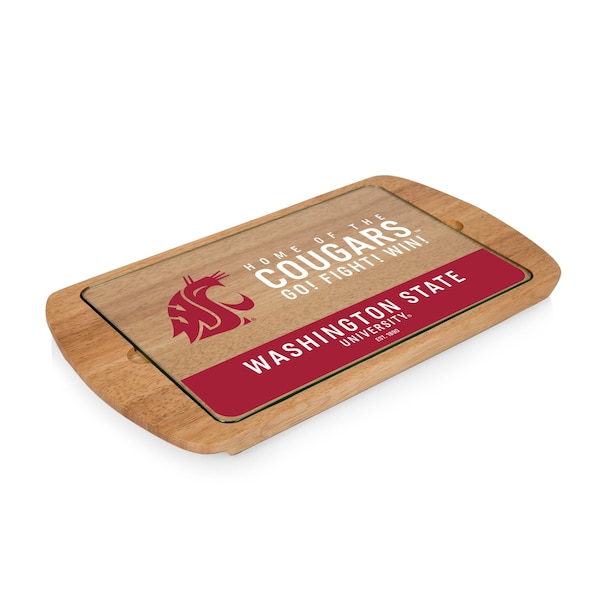 Picnic Time Family Of Brands NCAA Washington State Cougars Billboard Glass Top Cheese Board - Charcuterie Boards, Parawood 911-01-505-634-0 - main