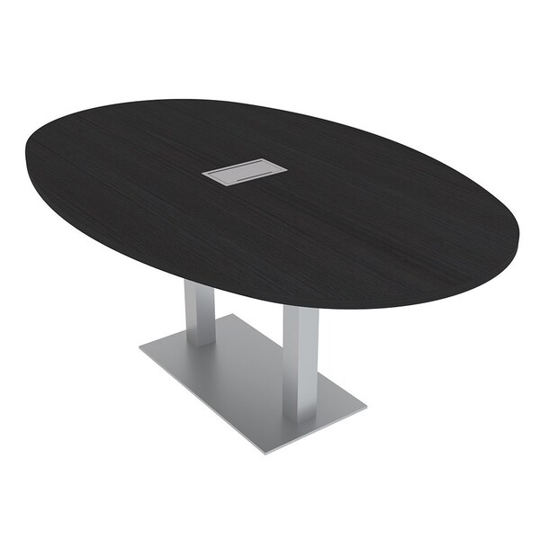 Skutchi Designs Boval Conference Table With Power, 48 in W, 72 in L, Black HAR-BOVL-48X72-DOU-U999ST19-ESIL - main